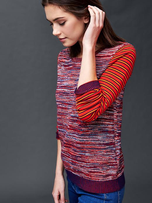 Image number 1 showing, Cotton marled stripe sweater