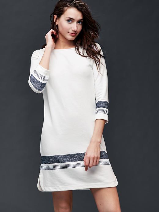 View large product image 1 of 1. Three-quarter sleeve shift dress