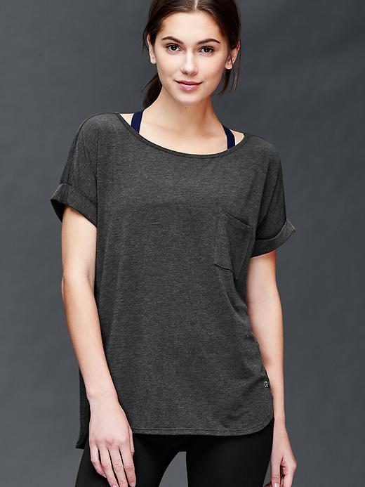 View large product image 1 of 1. GapFit Breathe roll sleeve tee