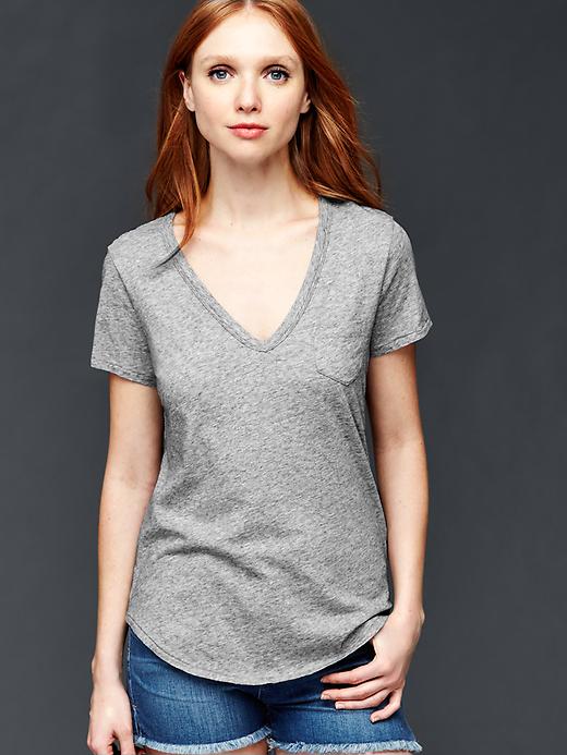 Image number 1 showing, Vintage wash V-neck tee