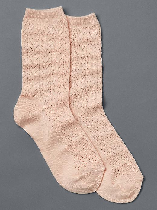 View large product image 1 of 1. Chevron pointelle crew socks