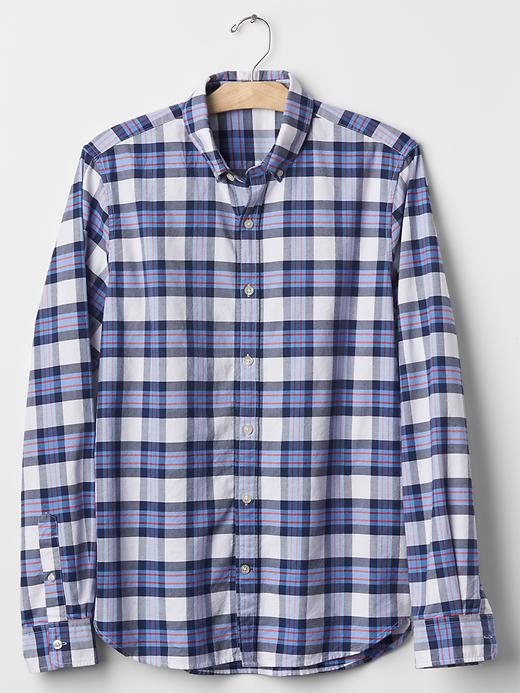Image number 4 showing, Oxford plaid slim fit shirt