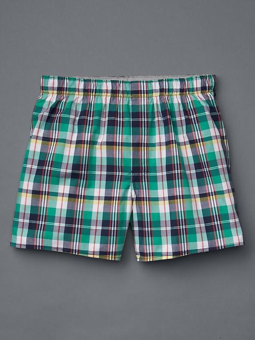 View large product image 1 of 1. Madras plaid boxers