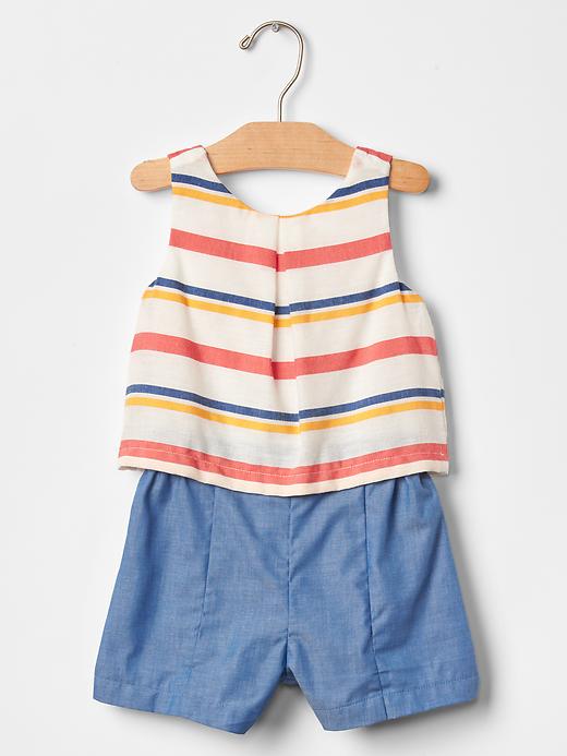 Image number 1 showing, Stripe two-tier romper