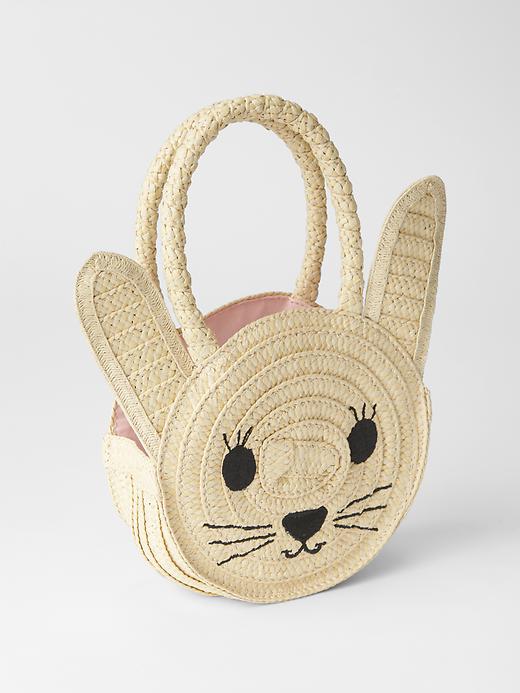 View large product image 1 of 1. Straw bunny tote