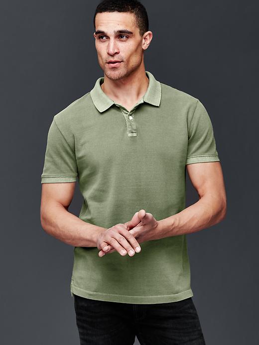 View large product image 1 of 1. Solid piqué polo