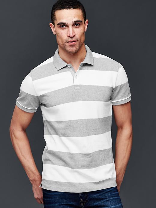 View large product image 1 of 1. Rugby stripe piqué polo