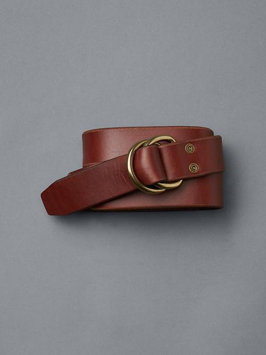 View large product image 1 of 1. Leather d-ring belt