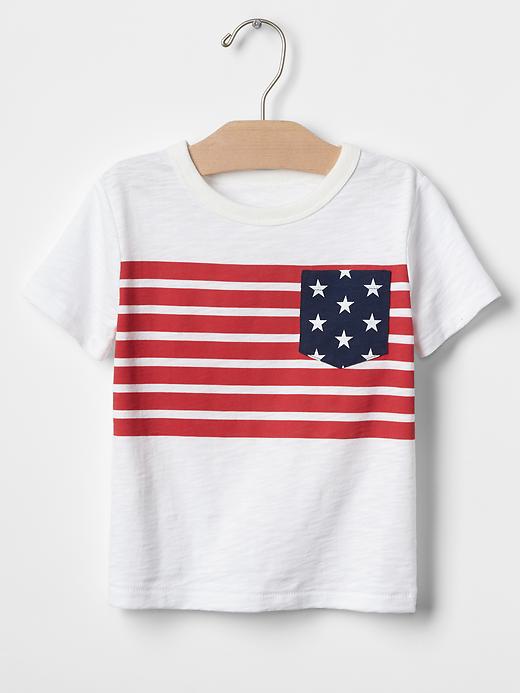 View large product image 1 of 3. American flag pocket tee