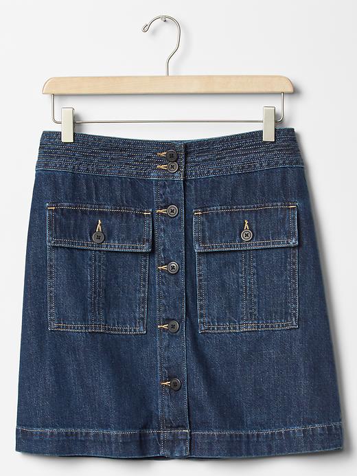 Image number 6 showing, 1969 denim trapunto waistband skirt