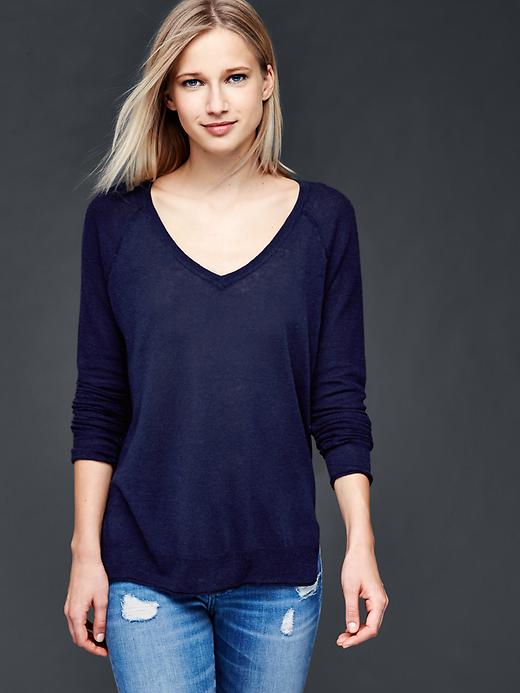 Image number 1 showing, Linen blend V-neck sweater