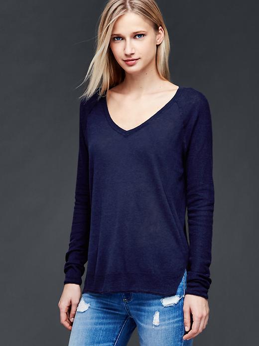 Image number 5 showing, Linen blend V-neck sweater