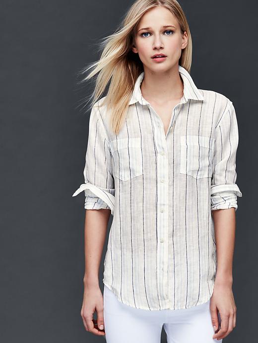View large product image 1 of 1. Linen boyfriend shirt