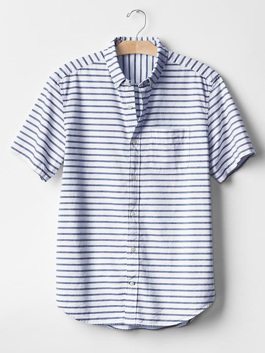 Image number 7 showing, Oxford horizontal stripe short sleeve standard fit shirt