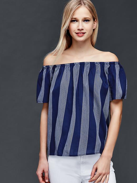 View large product image 1 of 1. Off-shoulder stripe top