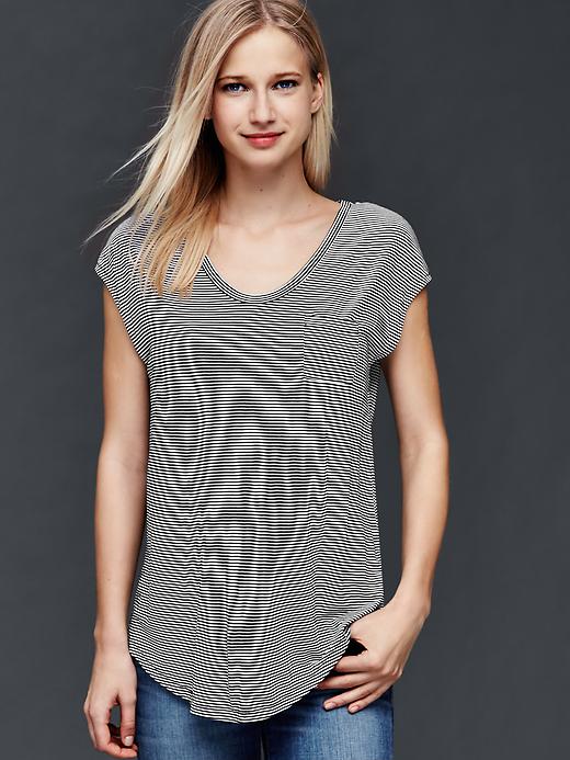 Image number 8 showing, Cap sleeve stripe tee