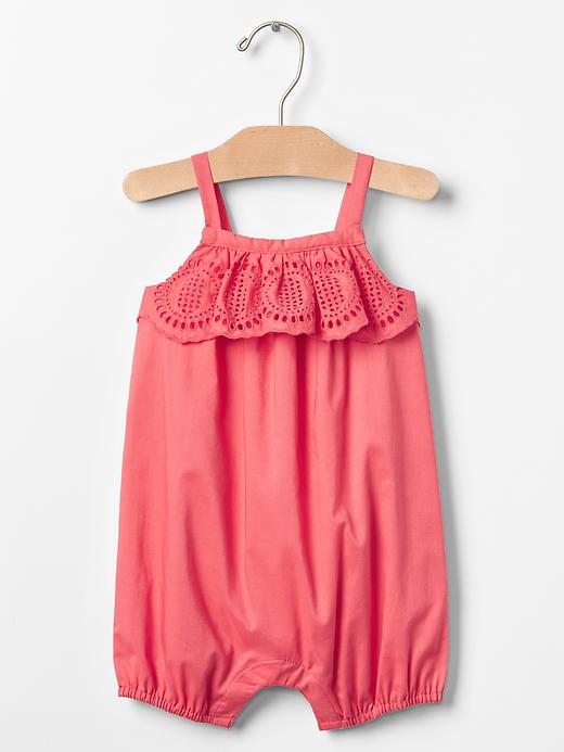 Image number 1 showing, Eyelet ruffle shortie one-piece