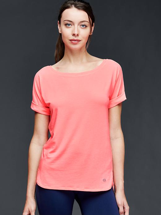 View large product image 1 of 1. GapFit Breathe roll sleeve tee
