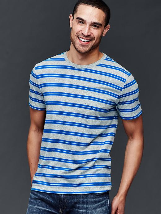 Image number 1 showing, Vintage wash multi stripe t-shirt