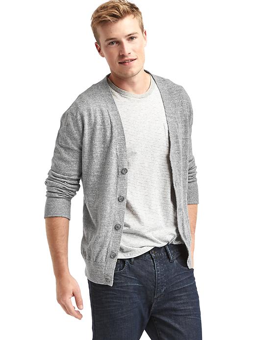 Image number 1 showing, Linen-cotton cardigan sweater