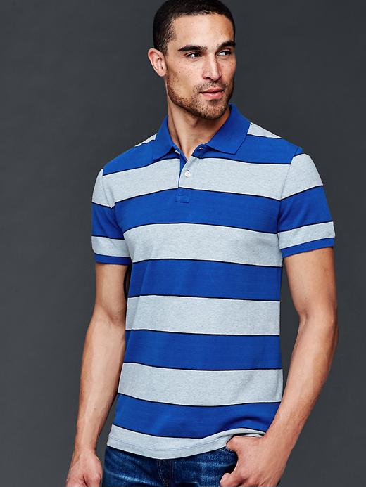 View large product image 1 of 1. Rugby stripe piqué polo