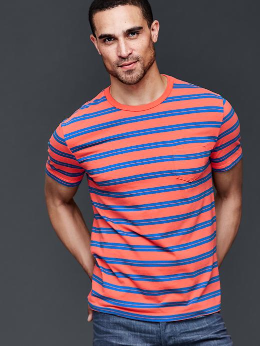 Image number 6 showing, Vintage wash multi stripe t-shirt