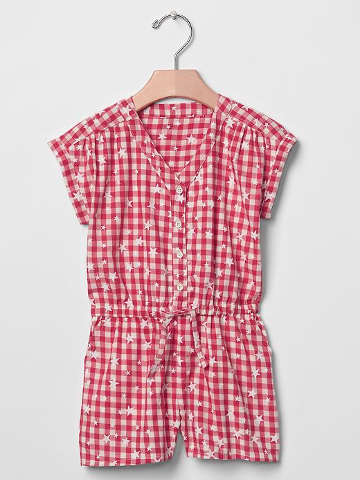 View large product image 1 of 1. Starry gingham romper