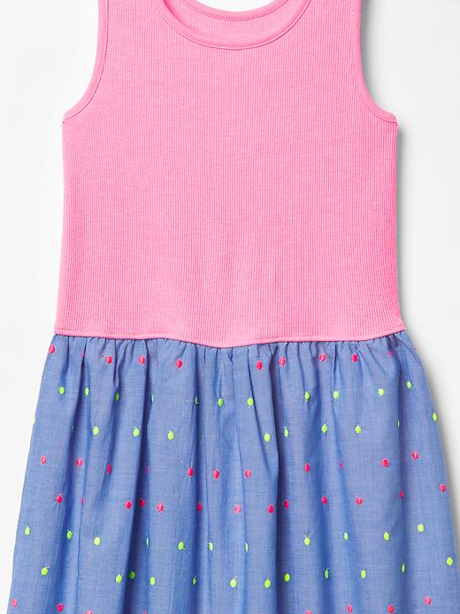 Image number 3 showing, Dotty mix-fabric tank dress