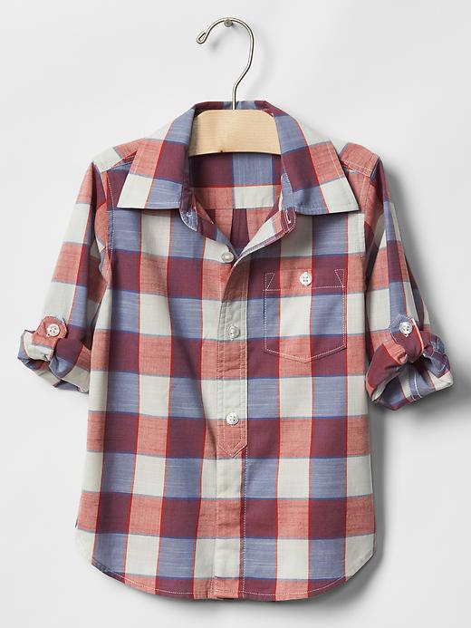 View large product image 1 of 3. Americana plaid convertible shirt