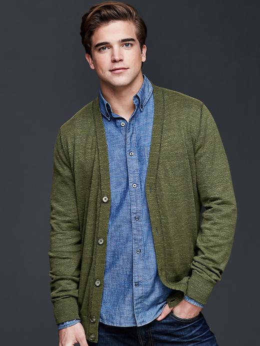 Image number 9 showing, Linen-cotton cardigan sweater