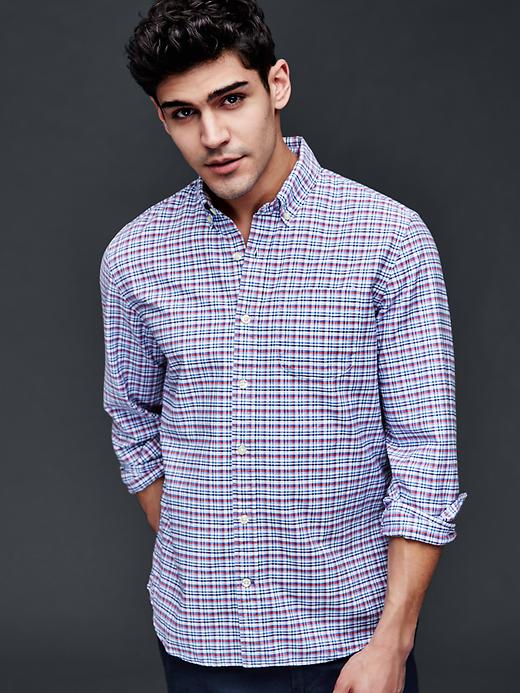 View large product image 1 of 1. Oxford micro plaid standard fit shirt