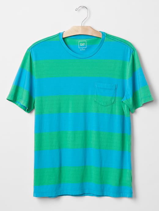 Image number 6 showing, Vintage wash multi color rugby stripe t-shirt