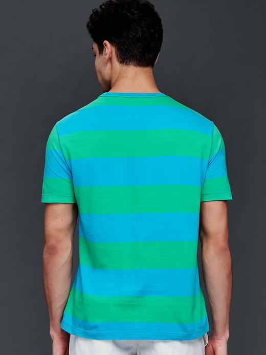 Image number 2 showing, Vintage wash multi color rugby stripe t-shirt