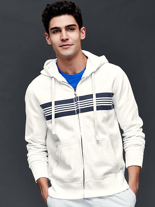 View large product image 1 of 1. Sun wash active stripe zip hoodie
