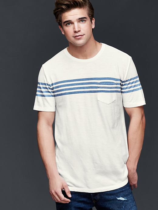 Image number 5 showing, Indigo chest-stripe t-shirt