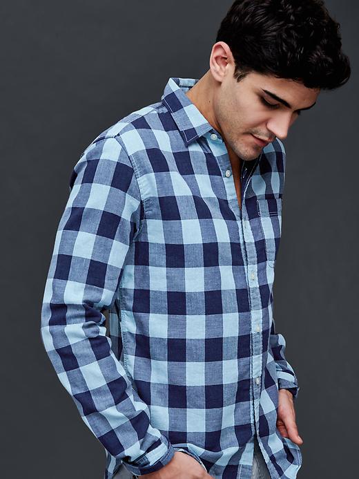 Image number 1 showing, Double-layer gingham standard fit shirt