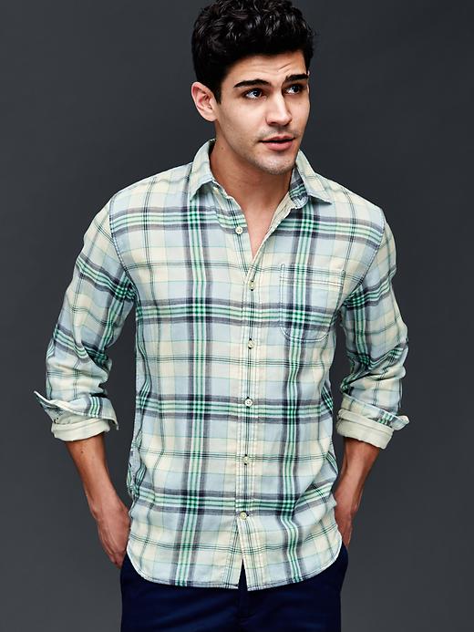 Image number 8 showing, Double-layer plaid standard fit shirt