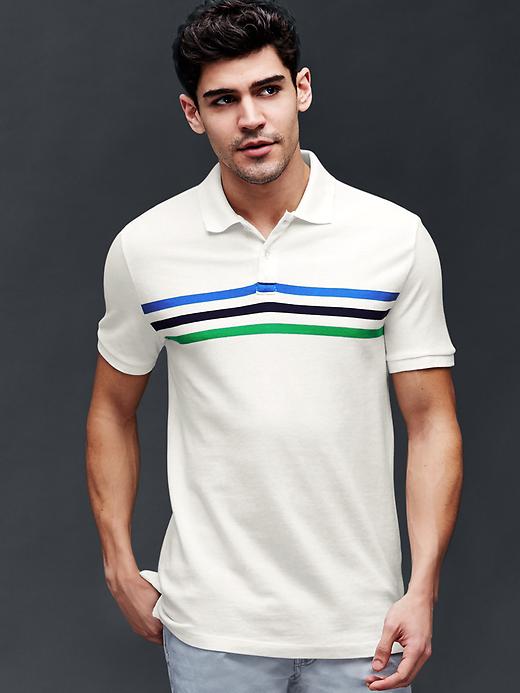 Image number 5 showing, Triple chest-stripe piqué polo
