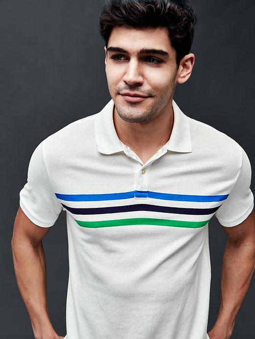 Image number 1 showing, Triple chest-stripe piqué polo