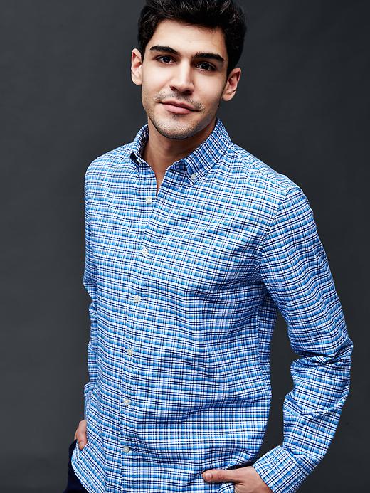 Image number 1 showing, Oxford micro plaid slim fit shirt