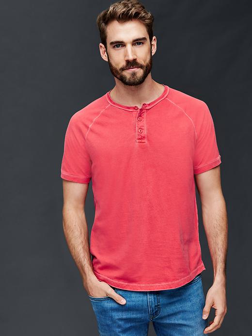 View large product image 1 of 1. Vintage wash short sleeve henley