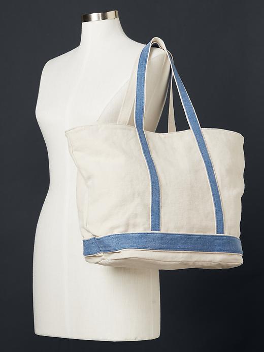 View large product image 2 of 3. Denim girlfriend tote