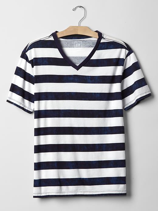 Image number 6 showing, Vintage wash rugby stripe V-neck t-shirt