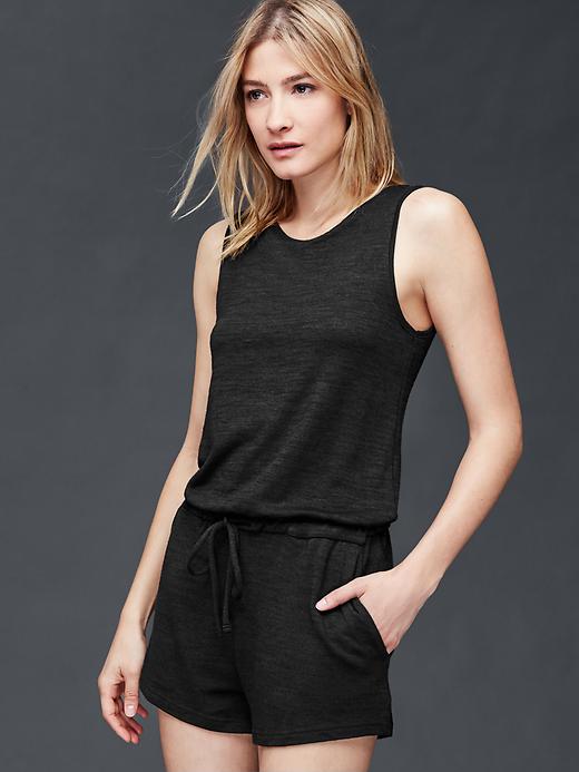 View large product image 1 of 1. Softspun knit scoop-back romper
