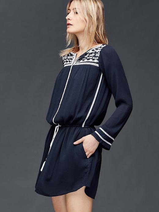 Image number 1 showing, Long sleeve embroidered dress