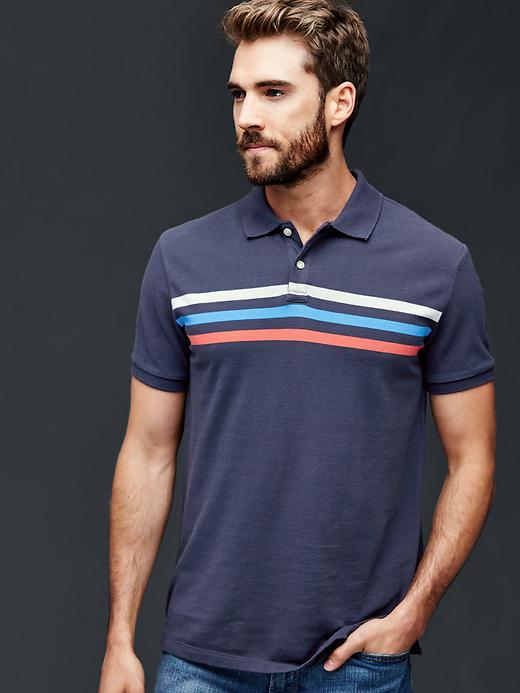 Image number 7 showing, Triple chest-stripe piqué polo