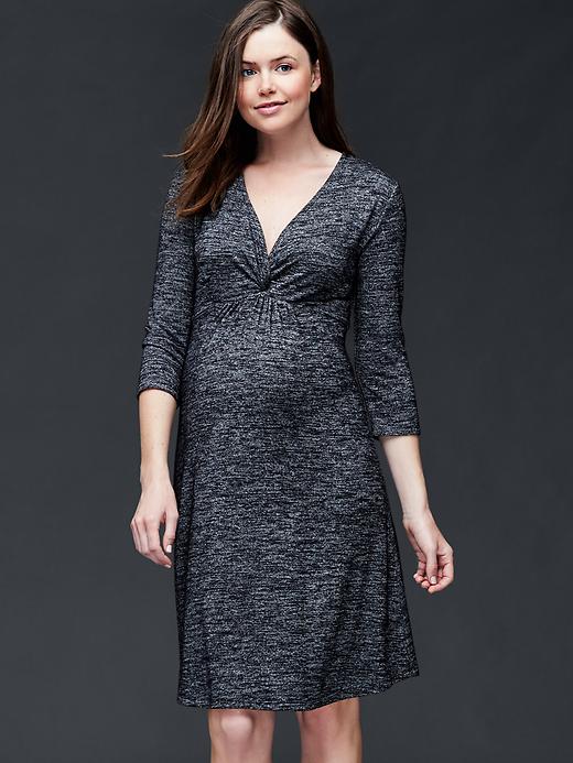 Image number 1 showing, Maternity marled twist-front dress