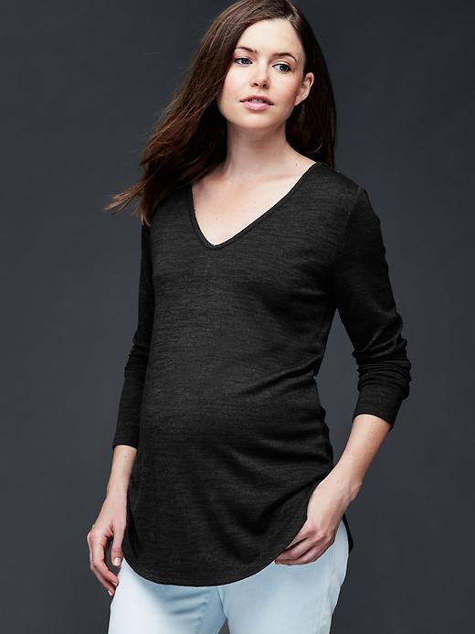 View large product image 1 of 1. Maternity marled V-neck tee