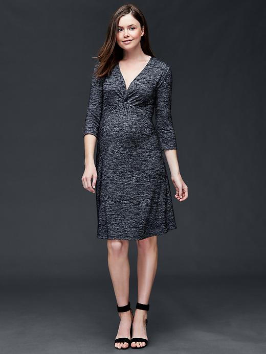 Image number 3 showing, Maternity marled twist-front dress