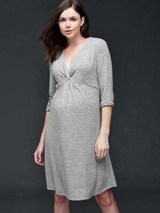 Image number 5 showing, Maternity marled twist-front dress